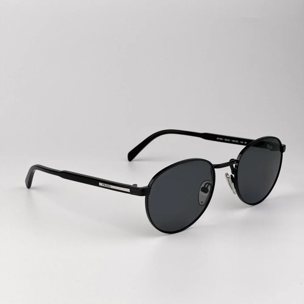 Prada PRB51S Polarized Sunglasses – Black Round Frame | Model 1AB5Z1